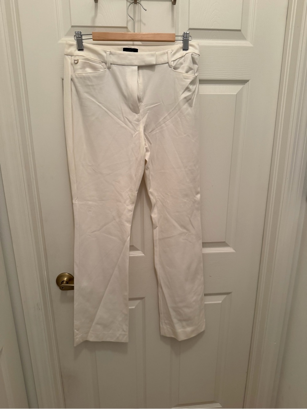 White House Black Market Cream Straight-Leg Jeans